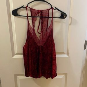Velvet tank with lace